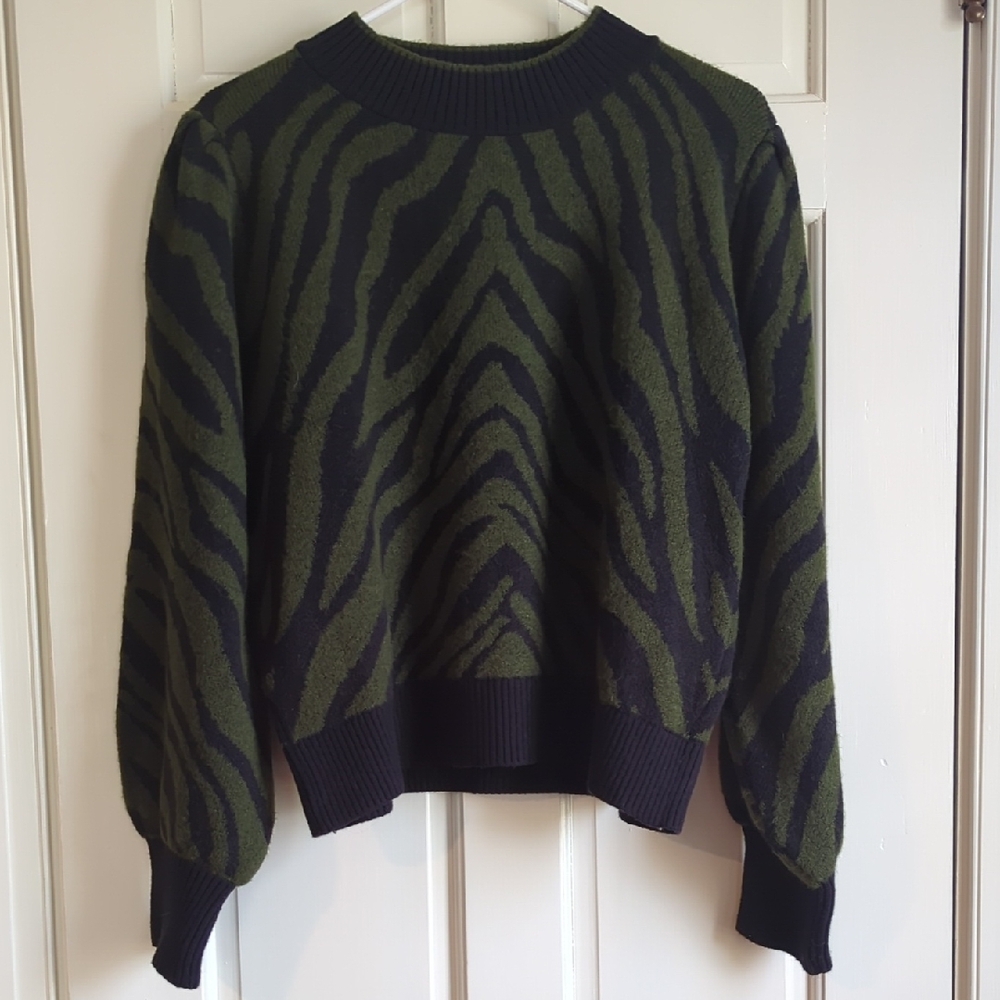 Green and Black Zebra Print Sweater - MNG - Size M - GREAT Condition